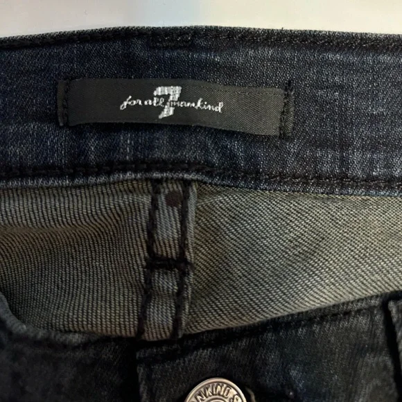 7 For All Mankind Snake Print Skinny Black Denim Jeans Size 25 - Picture 6 of 8